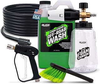 Slick Products Pro Premium Foam Cannon Wash Kit with Hybrid Ceramic Off-Road Wash 64oz, Premium Cannon, Scrub Brush, Swivel Handle and Flex Hose – Car Wash Kit for Trucks, ATVs & UTVs