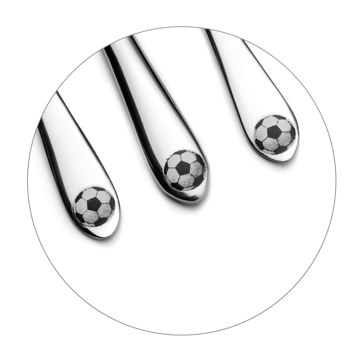 3 Piece Kids Flatware Set Soccer by Amefa – 3 years, Stainless Steel, Pack of 3, Model 842200G020A30