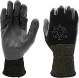 SHOWA Atlas 370 Nitrile Palm Work Gloves, Black, Medium, Single Pair | Breathable general purpose glove with nylon liner, ergonomic with extra grip. Ideal for gardening, landscaping & assembly.