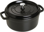 STAUB Cast Iron Dutch Oven 4-qt Round Cocotte, Made in France, Serves 3-4, Matte Black