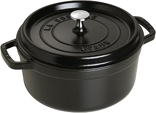 STAUB Cast Iron Dutch Oven 4-qt Round Cocotte, Made in France, Serves 3-4, Matte Black