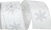 Reliant Ribbon Snowflakes Glitter Cindy Wired Edge Ribbon, 2-1/2 Inch X 10 Yards, Silver