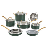Cookware Set by Cuisinart – 11 piece set, Stainless Steel, Green, Model MT89G-11