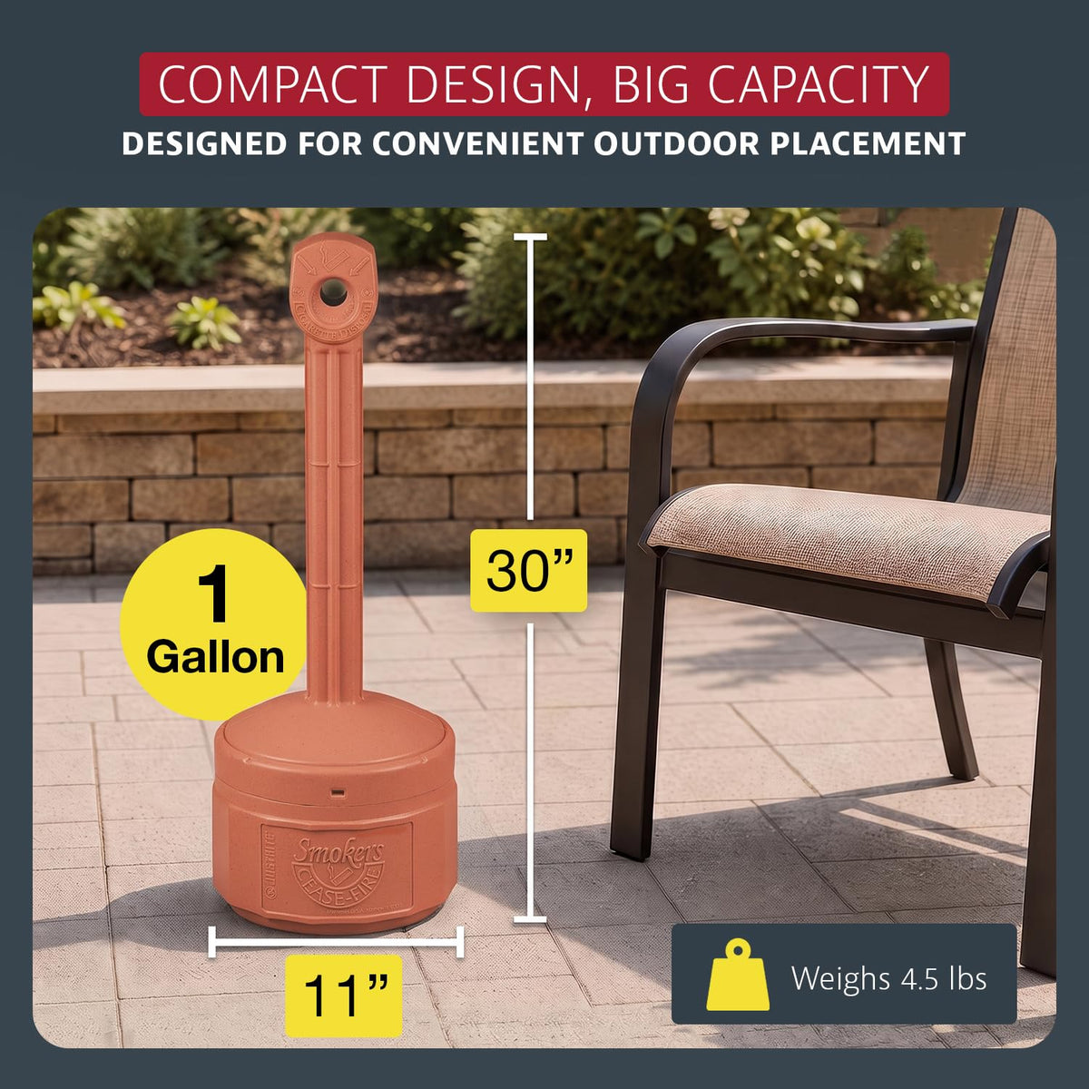 Justrite Terracotta / 1 Gallon / Smokers Cease Smoking Receptacles