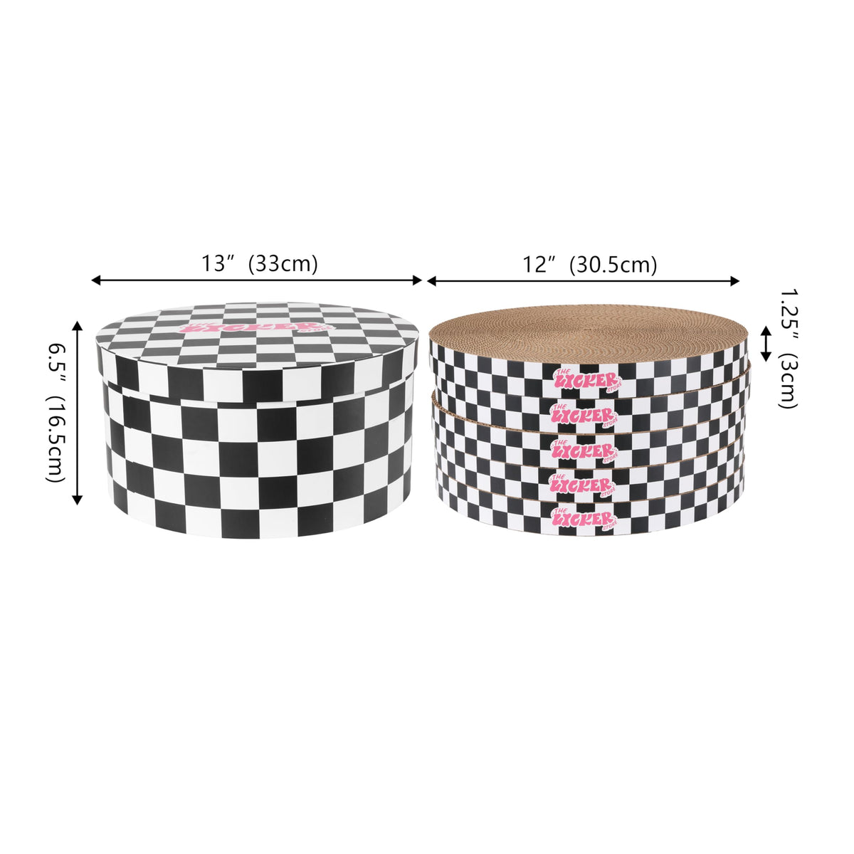 THE LICKER STORE Checker Black/White / 12" / Modern;Mid-Century;Classic;Transitional;Traditional;Cottage;Casual Scratching Pads