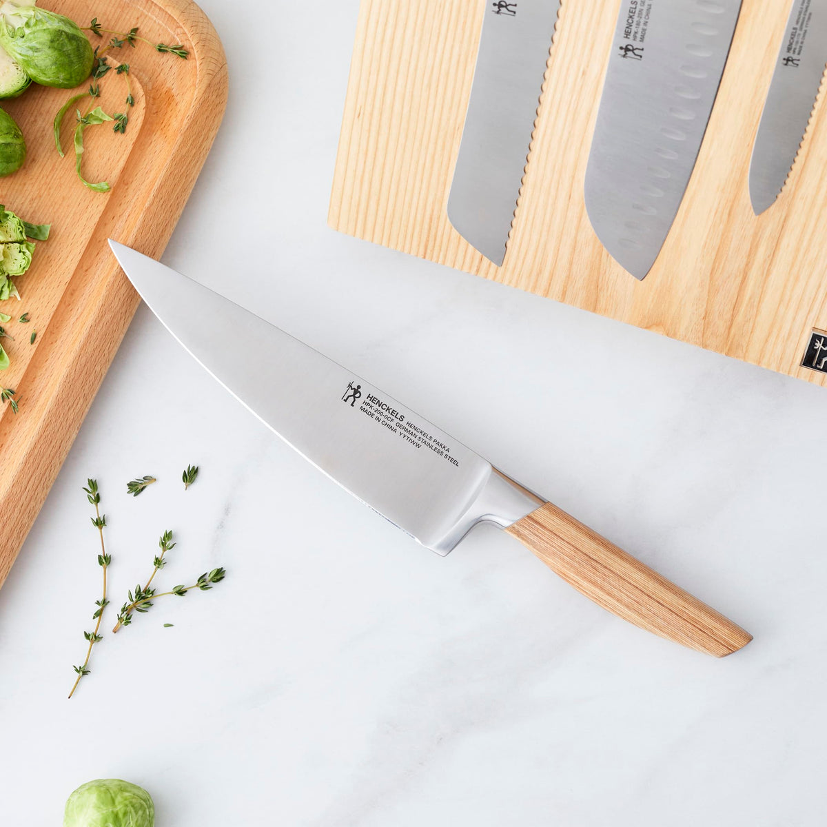 Pakka Wood Handles 6 piece Knife Set with Knife Magnet Block by HENCKELS – 6-pc, Stainless Steel, Brown, Pack of 6, Model 1034830