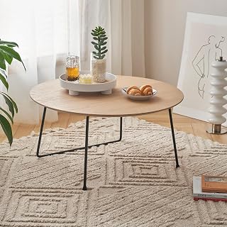 Modern Coffee Tables for Living Room Coffee Table Mesa de Centro | Modern coffee table for living room, made of solid wood with thickened surface and rounded corners, sturdy carbon steel