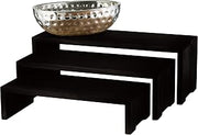 TableCraft RBK300 Cascade Risers Set, Black Rubberwood, 3-Tier Display Stands for Buffet and Tabletop Presentation, Versatile Food Display