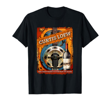 Curtis Loew T-Shirt by The Finest Picker To Ever Play The Blues – Cotton Blend, Black, Model 05N1QWDTB38