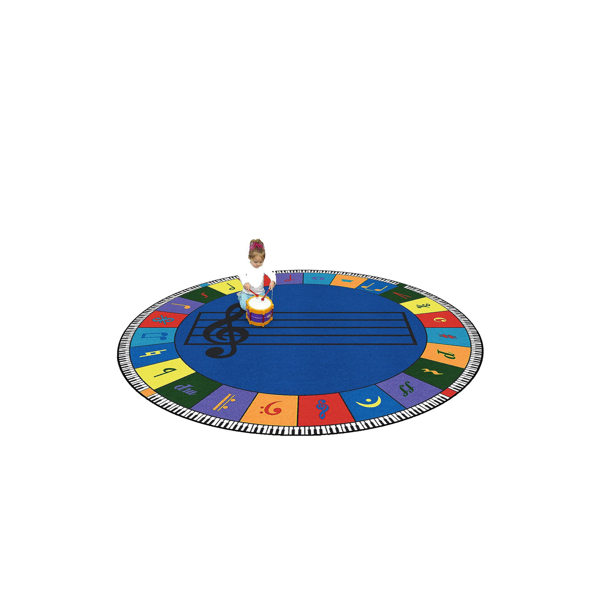 Note Worthy Elementary Rug by Joy Carpets – 13'2" (Round), Nylon, Multi Color, Model 1462XLE-01