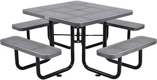 Global Industrial 46" Square Picnic Table, Perforated Metal, Gray