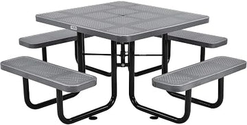 Global Industrial 46" Square Picnic Table, Perforated Metal, Gray