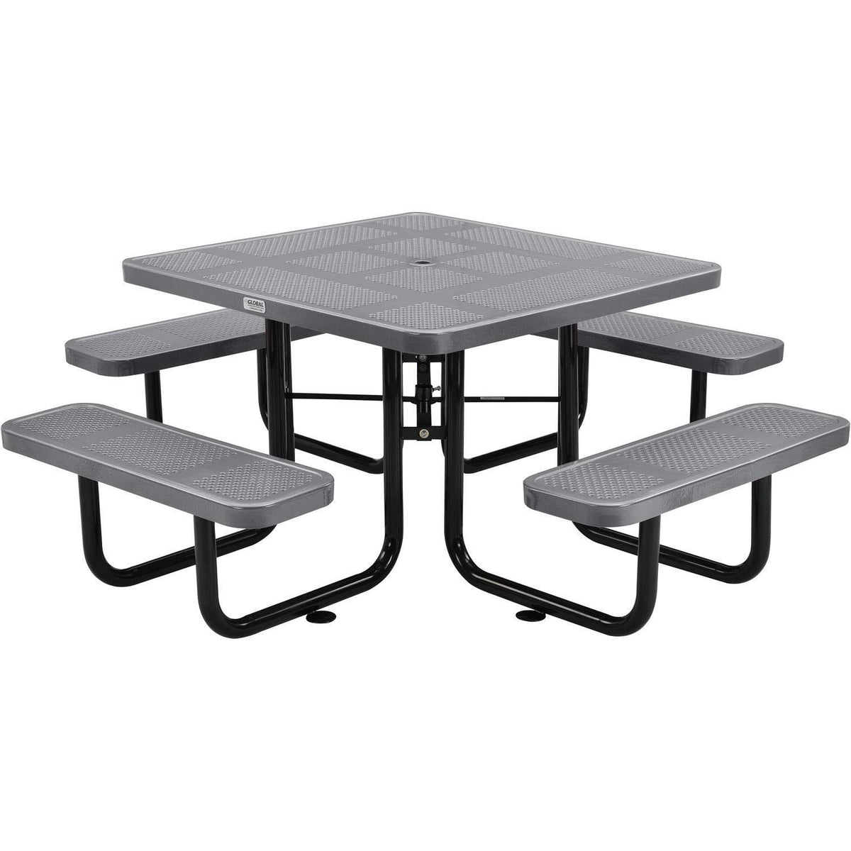 46" Square Picnic Table by Global Industrial – Perforated Metal, Grey, Model 694551GY