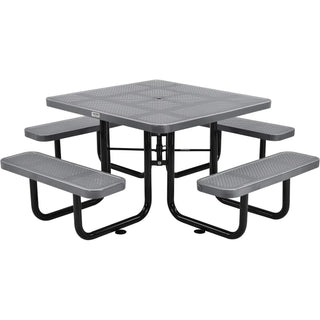 46" Square Picnic Table by Global Industrial – Perforated Metal, Grey, Model 694551GY