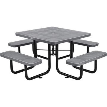 46" Square Picnic Table by Global Industrial – Perforated Metal, Grey, Model 694551GY