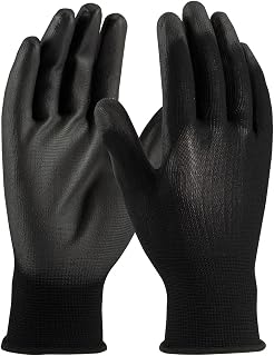 Protective Industrial Products PIP Seamless Knit Polyester Glove with Polyurethane Coated Smooth Grip on Palm & Fingers 33-B115 Black 2XL