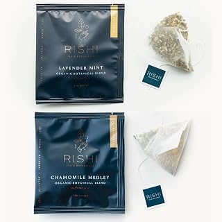 Rishi Tea Lavender Mint & Chamomile Medley Tea - Organic Sachet Tea Bags, Caffeine Free Botanical Tea Bundle - 50 Count (Pack of 2)