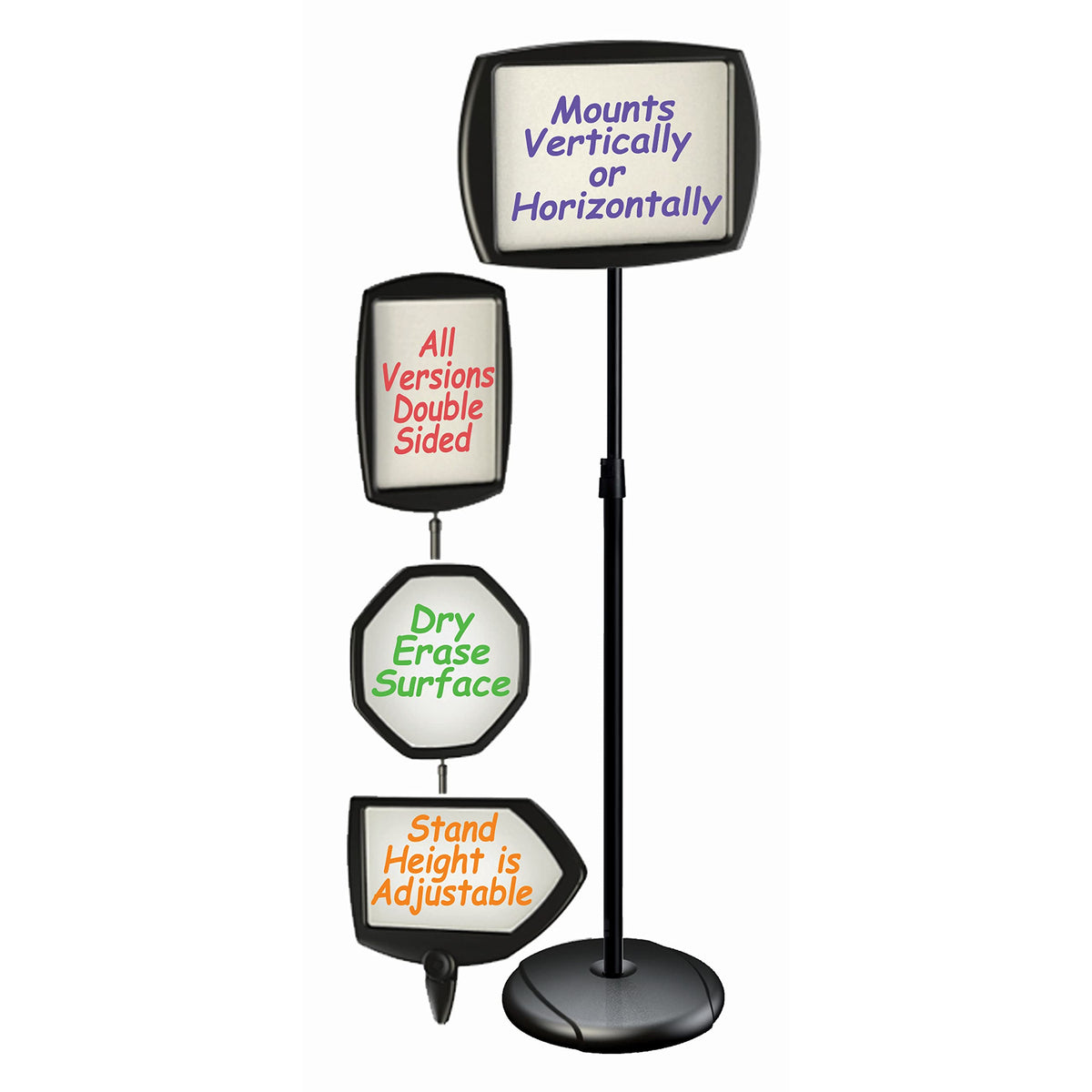 MasterVision Floor Stand Sign Holder by Bi-Office – Small 2' - 4', Alloy Steel, Brown, Model SIG07060101
