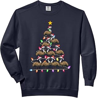 Christmas Tree Lights Men Women Santa Emu Xmas PJs Comfort Colors Adult Sweatshirt