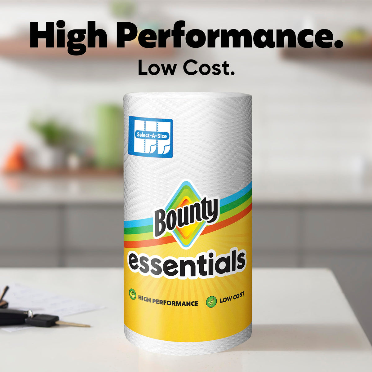 Essentials Select-A-Size Paper Towels by Bounty – 6 Rolls (108 Sheets), Paper, White, Model 30772110959