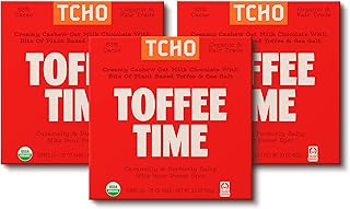 TCHO Toffee Time 53% Oat-Milk Chocolate Bars (3 pack) | Plant Based, Organic & Fair Trade | Non GMO, Non-Dairy, Vegan, Soy Free (2.1oz each)