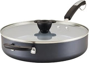Farberware Disney Monochrome Ceramic Cookware Nonstick Saute Pan with Lid and Helper Handle, Dishwasher Safe, 4.5 Quart - Black