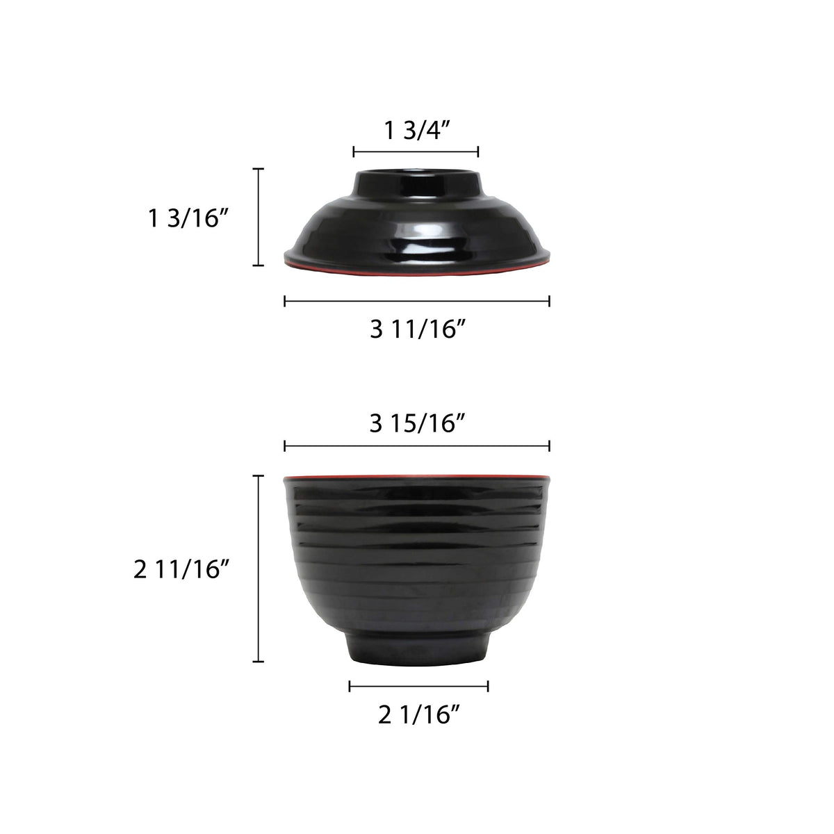 Two tone melamine dinnerware collection 8 oz by Thunder Group – Melamine, Black red, Model 3221JBR