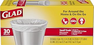 Glad Trash Bags, Small Garbage Bags - 4 Gallon White Trash Bag - 30 Count