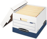 Bankers Box 12-Pack End Tab Heavy-Duty File Box, Letter/Legal, FastFold | Protect high-volume end-tab files with heavy-duty strength, FastFold setup, and reinforced handles for easier moves.