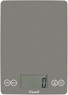 Escali Arti Glass Food Scale Digital Countertop Kitchen, Baking and Cooking Scale with Nutrition and Calorie Counter, 15-Pound Capacity, 9" x 6.5" x .75", Gray Storm