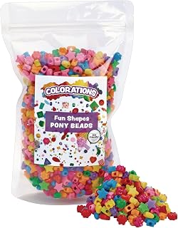 Colorations Fun Shapes Pony Beads, 1 lb, 1,800 Pieces