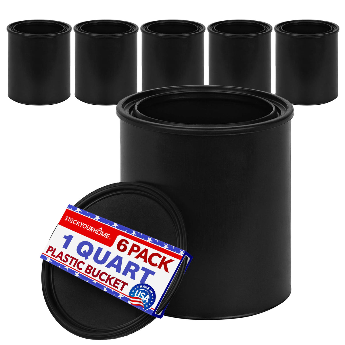 Stock Your Home 6 / 1 Quart / Black Paint Buckets