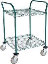 Nexel Utility Cart, 2 Shelf, Poly-Green, 24" L x 24" W x 39" H, Polyurethane Swivel Casters