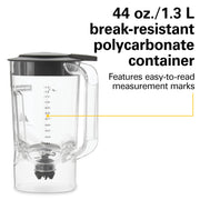 908R 44Oz Bar Blender by Hamilton Beach Commercial – 44 ounce, 0.95 liters, Metal, black, Model HBB908R