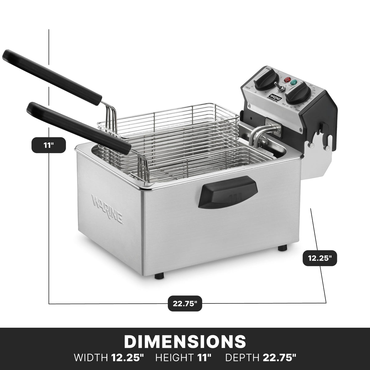 Waring Silver / 8.5 Pound Capacity - 120V / 8.5 Pound Deep Fryer 120V Commercial Deep Fryers