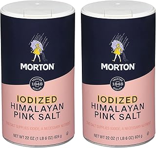 Morton Iodized Himalayan Pink Salt, Fine Salt for Baking, 22 oz (2 Pack)