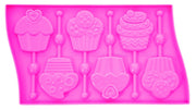 Platinum Silicone Cupcakes Lollipop Mould by Pavoni – 6.5 inches, Silicone, Pink, Model LP01ROS