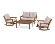 ® Vineyard 4-Piece Deep Seating Rocking Chair Set in Teak/Dune Burlap by Polywood – High Density Polyethylene, Teak / Dune Burlap, Model PWS404-2-TE145999