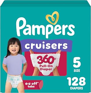 Pampers Diapers - Cruisers 360 - Size 5, 128 Count, Babyproof up to 100% Leakproof Pull-On Diaper