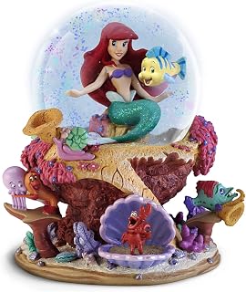 The Bradford Exchange Disney The Little Mermaid Ariel and Flounder Musical Glitter Globe (Multicolor)