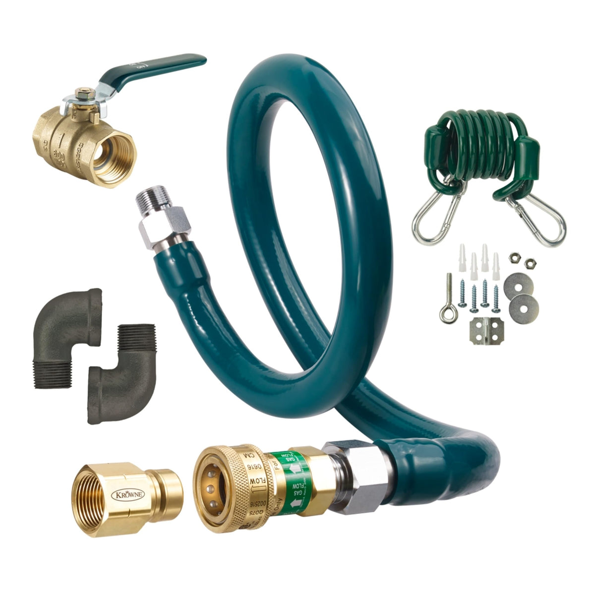 Royal Series Moveable Gas Connection Kit by Krowne – 27.000 x 14.000 x 4.000 in", Stainless Steel, Green, Model M5048K