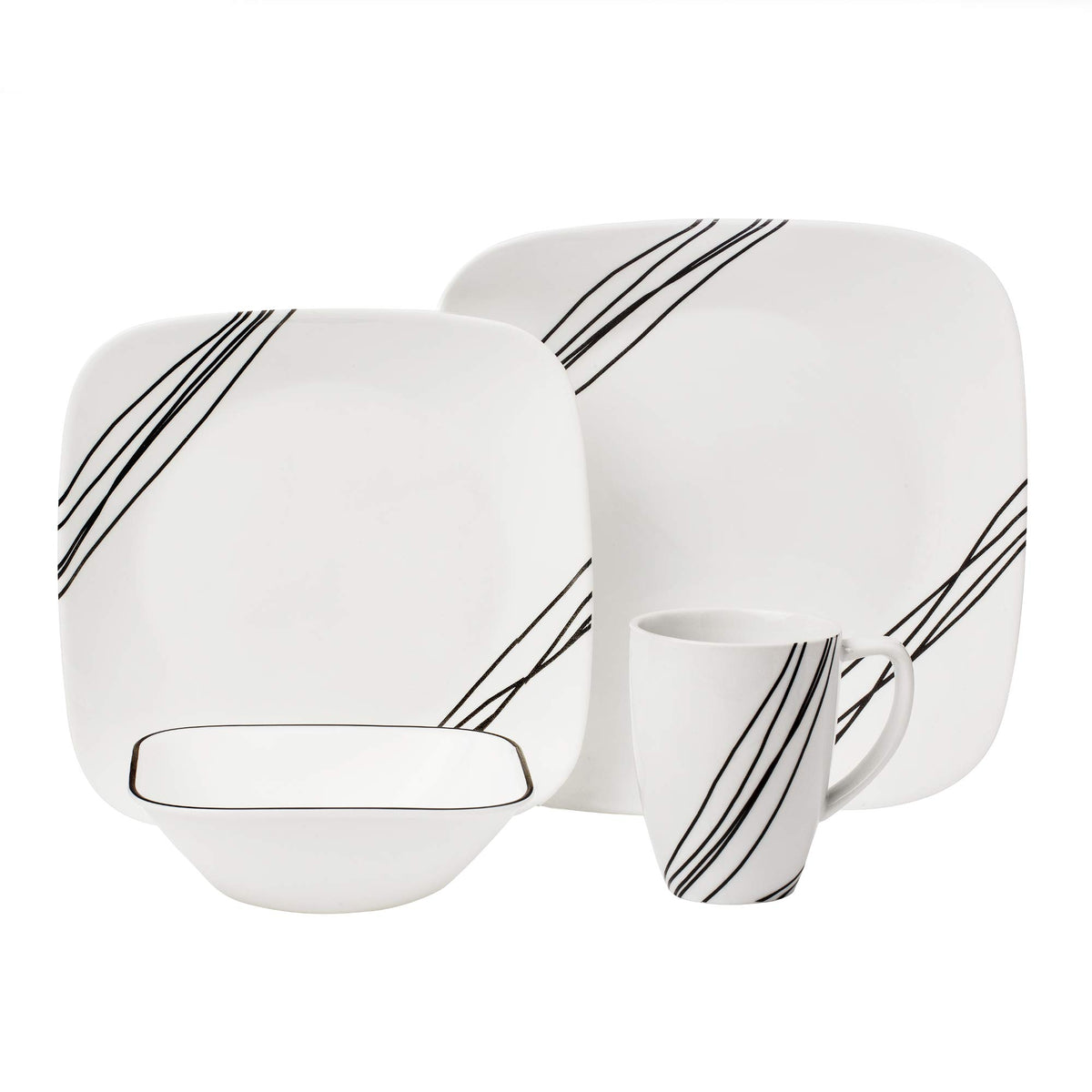Corelle White / 16-Piece / Simple Sketch Dinnerware Sets