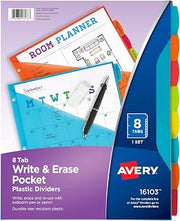 Avery Write & Erase Dividers, 8-Tab, Multicolor Brights, 1 Set