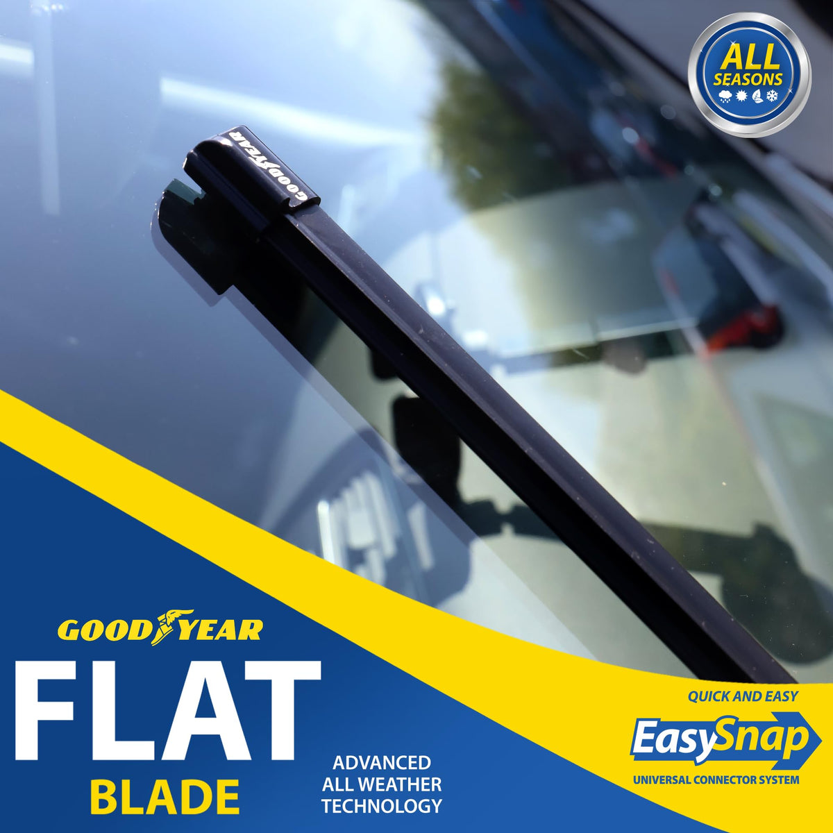 Universal Flat Wiper Blade 21 Inch Windshield Flat Blade Technology EasySnap Universal Connector Dual Synthetic Rubber Graphite Coating All Season Durable Long Lasting Performance