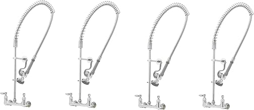 T&S Brass B-0133-B Easy Install Wall Mount Pre-Rinse Faucet for Commercial Kitchens. Includes Wall Bracket and Sprayer Meets New DOE Requirements with a 1.15 GPM Flow Rate (Pack of 4)