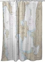 Interiors South Hero Island, VT Nautical Map Shower Curtain