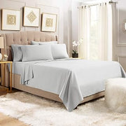 800-Thread-Count 100% Cotton Sheet Silver King-Sheets Set, 4-Piece Long-Staple Combed Cotton Bedding Sheets for Bed, Breathable, Soft & Silky Sateen Weave Fits Mattress 22'' Deep Pocket