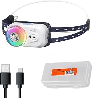 Fenix HL17R Camping Headlamp, 500 Lumen Ultralight USB Rechargeable Clip-On Flashlight, Waterproof Running Hiking with Red & Multicolor Light, Gesture Sensing, Lumentac Organizer (White)
