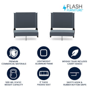 Grandstand Portable Stadium Seats for Bleachers or Benches by Flash Furniture – Set of 2, Textile, Dark Blue, Model 2-XU-STA-DKBL-GG