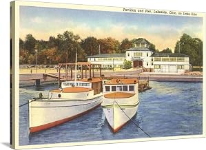 ART.COM Stretched Canvas Print Pavilion and Pier, Lakeside, Ohio, 36" x 24"